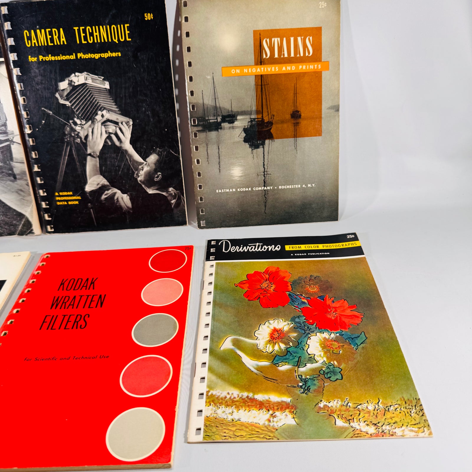 Lot of 6 Kodak Data Books & Guides (c. 1950s–60s) — Eastman Kodak | Illustrated Charts & Tables, Technical Manuals
