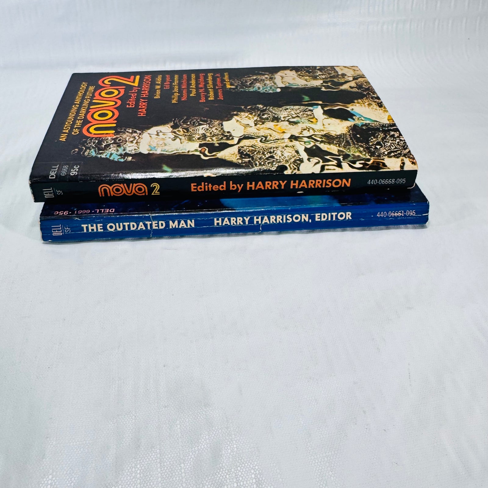 Nova 2 & The Outdated Man edited by Harry Harrison, 1974 1975 Dell Sci Fi Paperback Lot