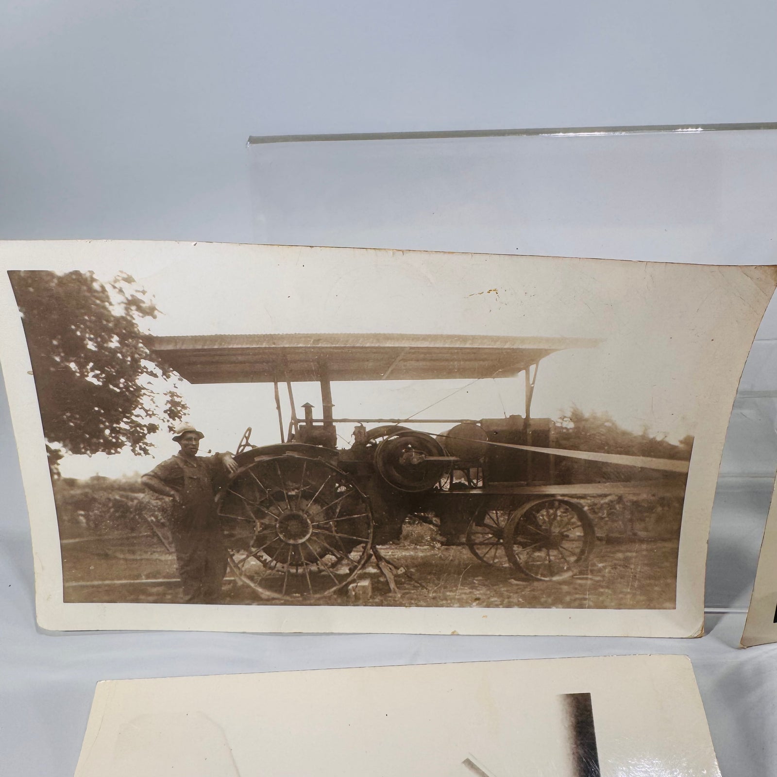 Vintage Steam Tractor Photos (Set of 5) — B/W Farm Ephemera