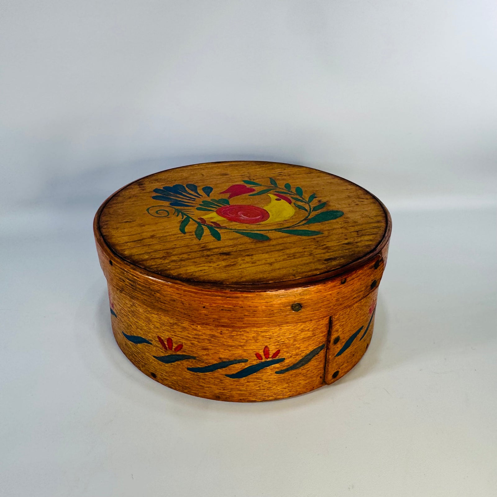Antique Bentwood Box Hand Painted Folk Art Bird Pantry Box