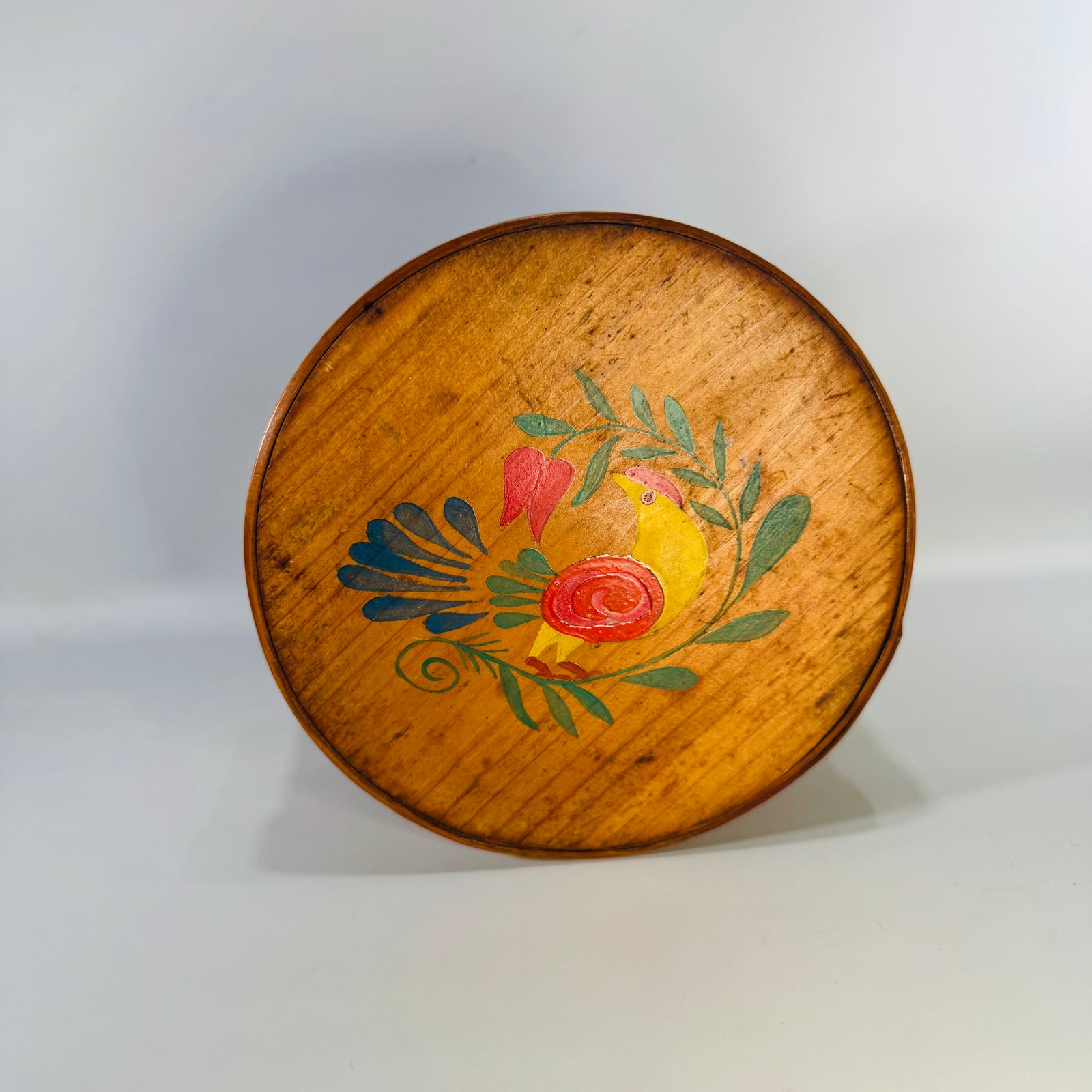 Antique Bentwood Box Hand Painted Folk Art Bird Pantry Box