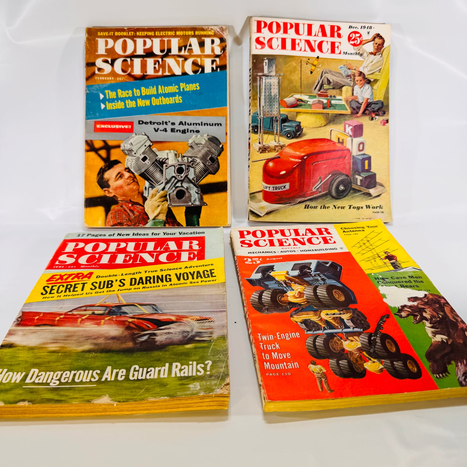 Four Vintage Popular Science Magazine Issues (August 1953, February 1959, June 1961) by Popular Science, Softcover