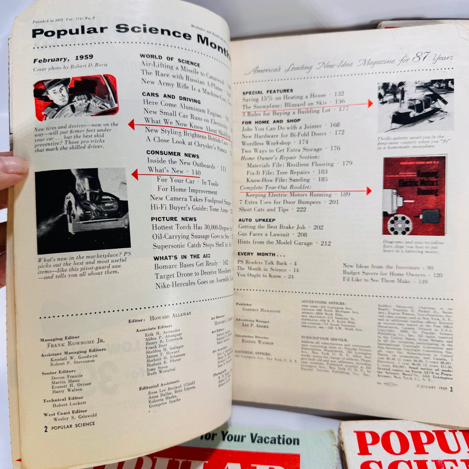 Four Vintage Popular Science Magazine Issues (August 1953, February 1959, June 1961) by Popular Science, Softcover