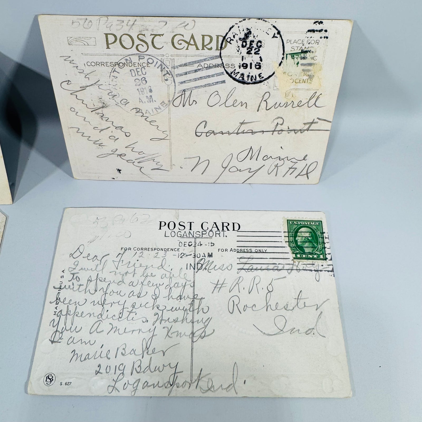 Vintage Christmas Postcards Lot of 6 Used Postmarked | Antique Edwardian Holiday Postcard Collection | Roses Holly Birds Verse 1908–1925