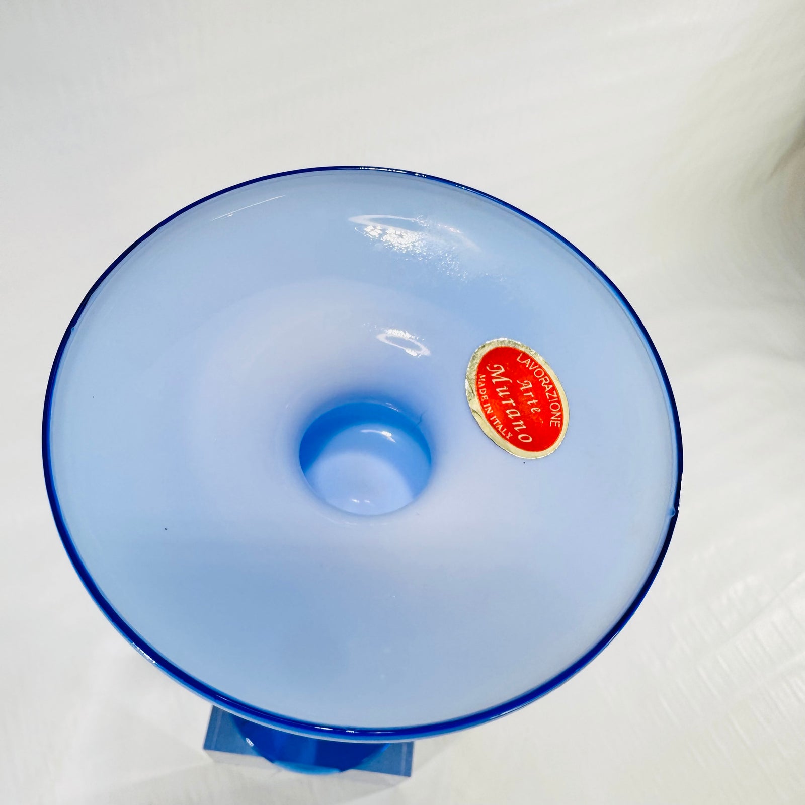 Lavorazione Arte Murano Blue Glass Candlestick 1970s to 1980s Made in Italy