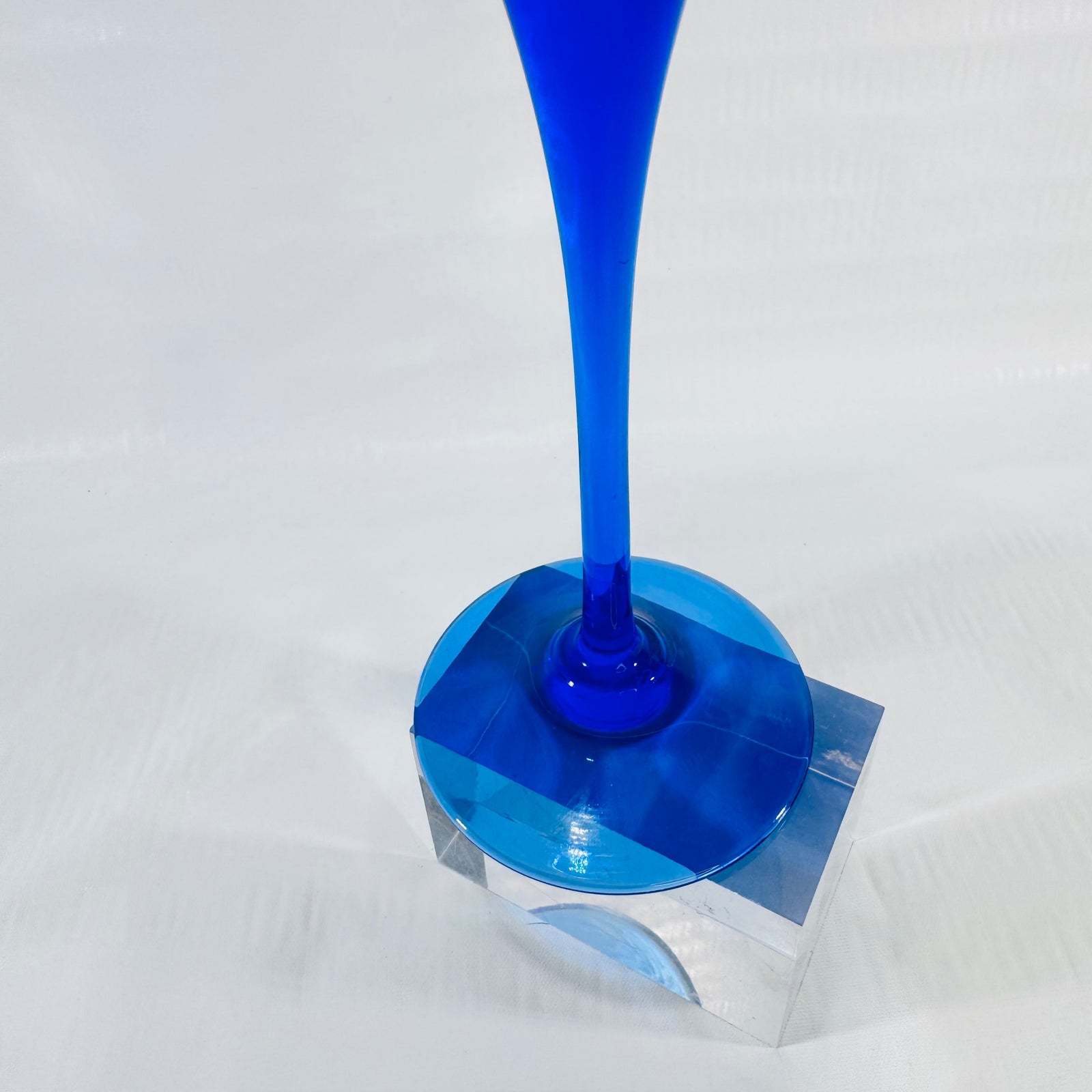Lavorazione Arte Murano Blue Glass Candlestick 1970s to 1980s Made in Italy