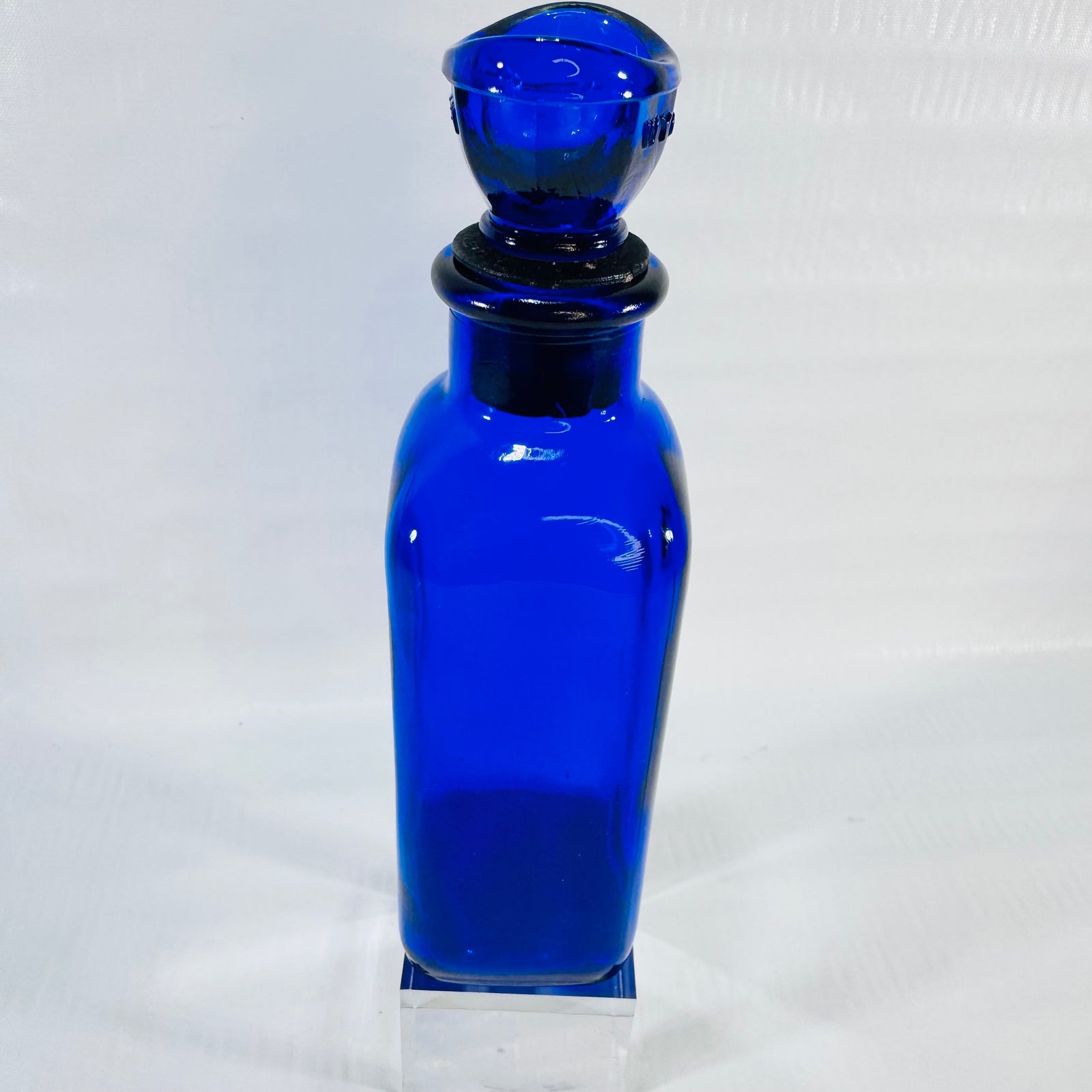 John Wyeth & Brother Cobalt Blue Dose Bottle with Glass Cup Stopper