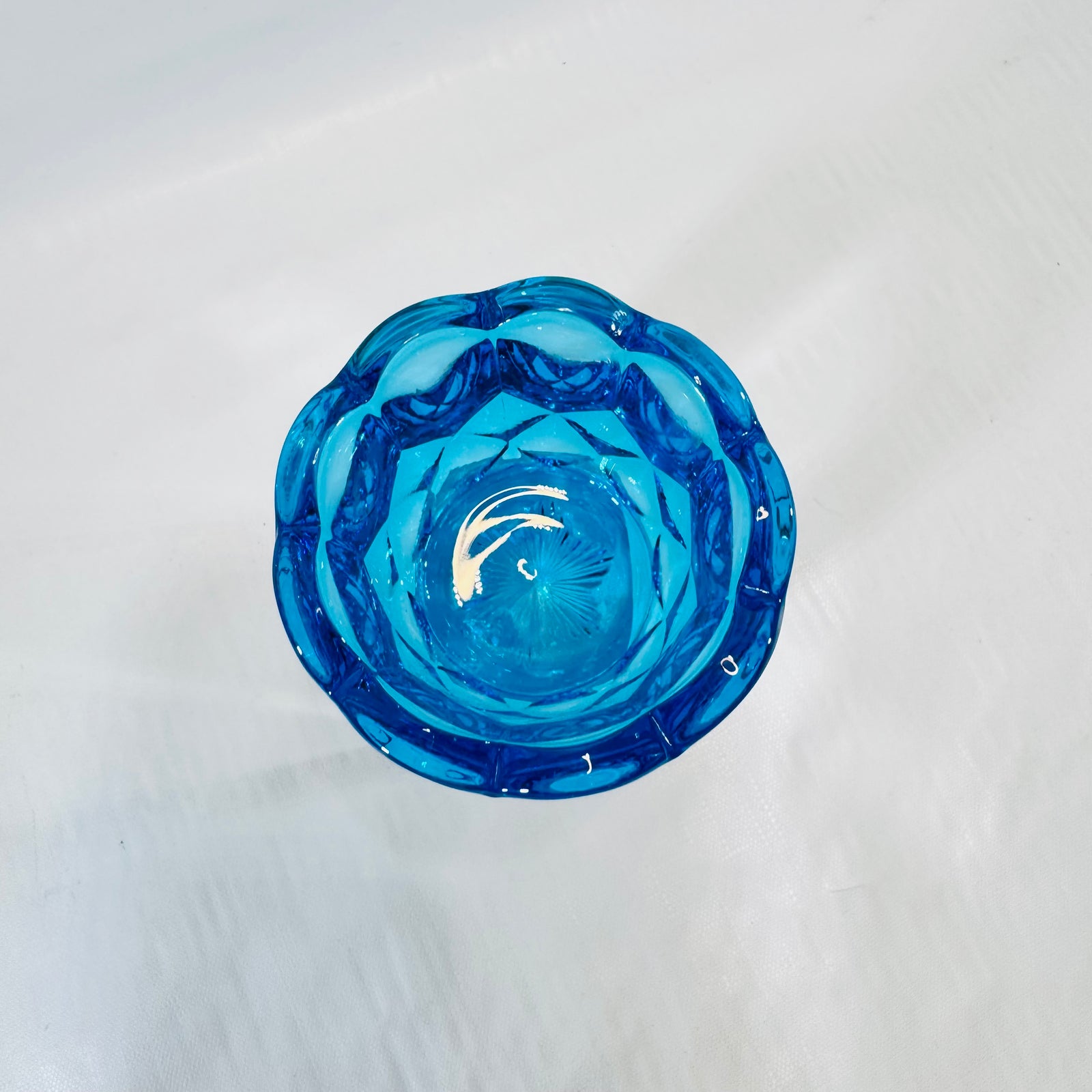 L.E. Smith Moon and Stars Blue Glass Votive Toothpick Holder