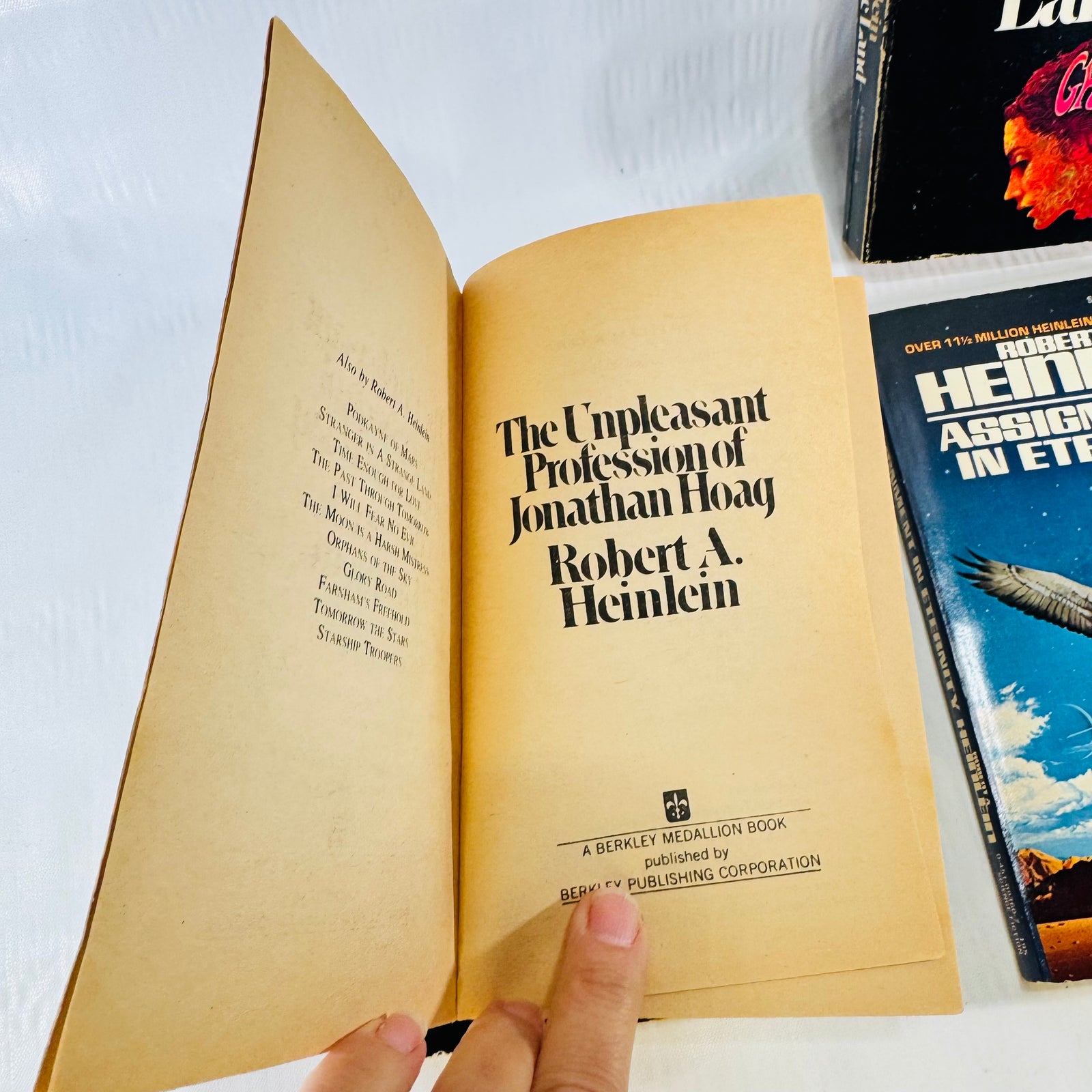 Stranger in a Strange Land Robert A. Heinlein 4 Paperback Bundle with I Will Fear No Evil, Jonathan Hoag, Assignment in Eternity