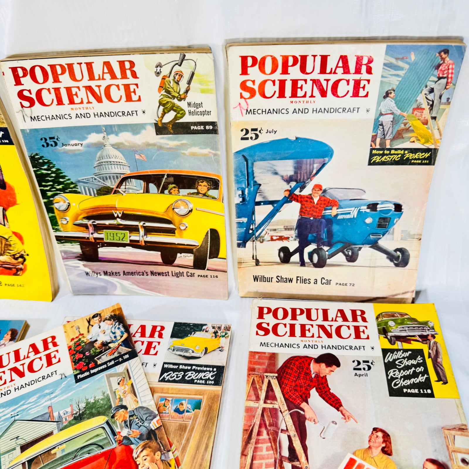 Popular Science 1952 Magazine Bundle, 7 Issues, Vintage Cars Aviation and Mechanics