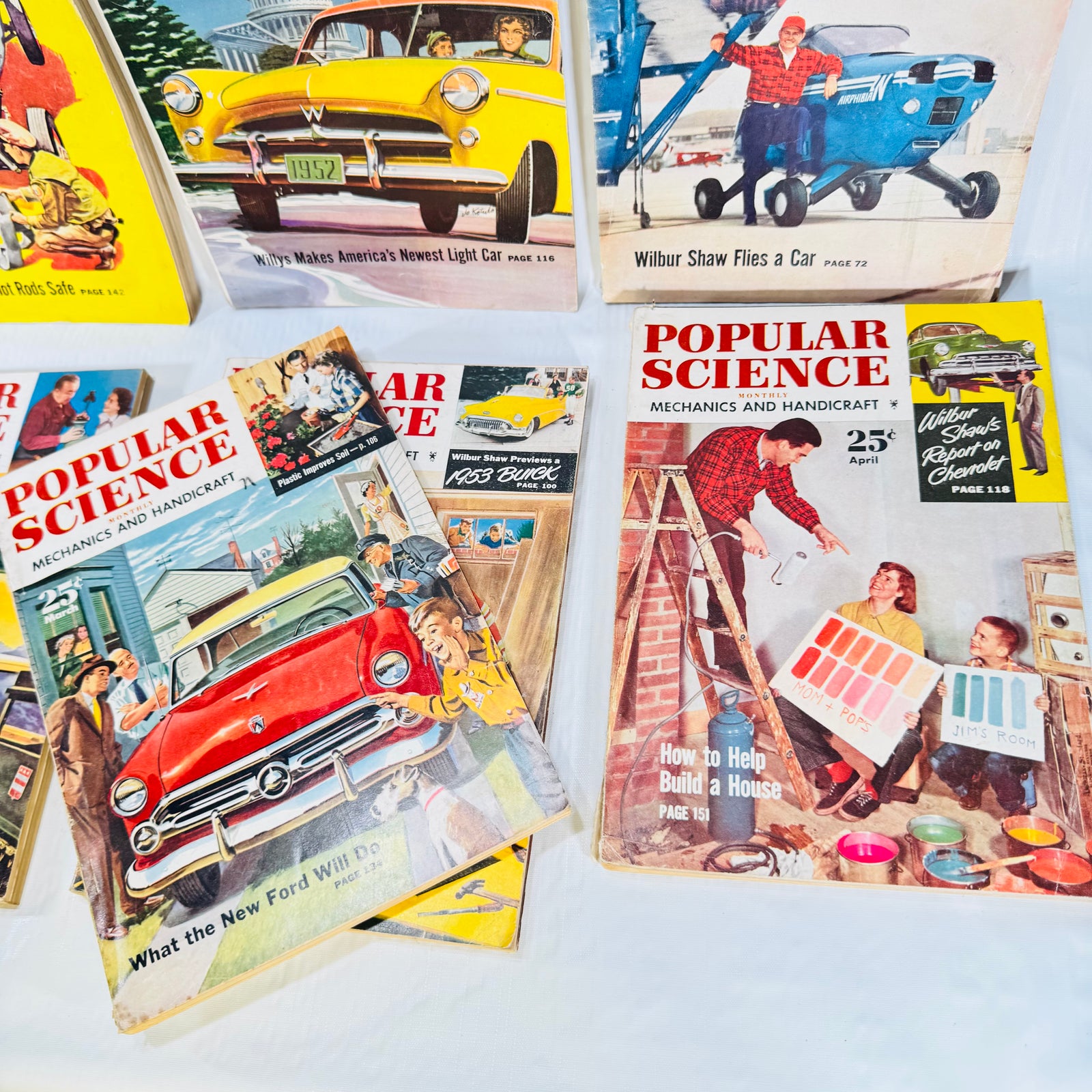 Popular Science 1952 Magazine Bundle, 7 Issues, Vintage Cars Aviation and Mechanics