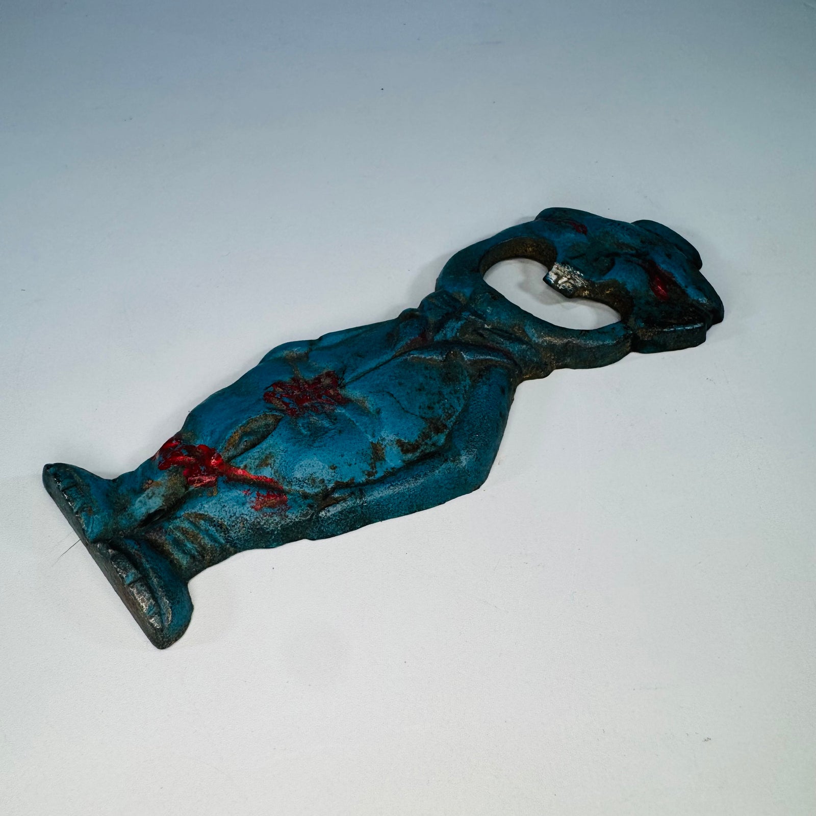 Vintage Cast Iron Figural Bottle Opener | painted novelty barware