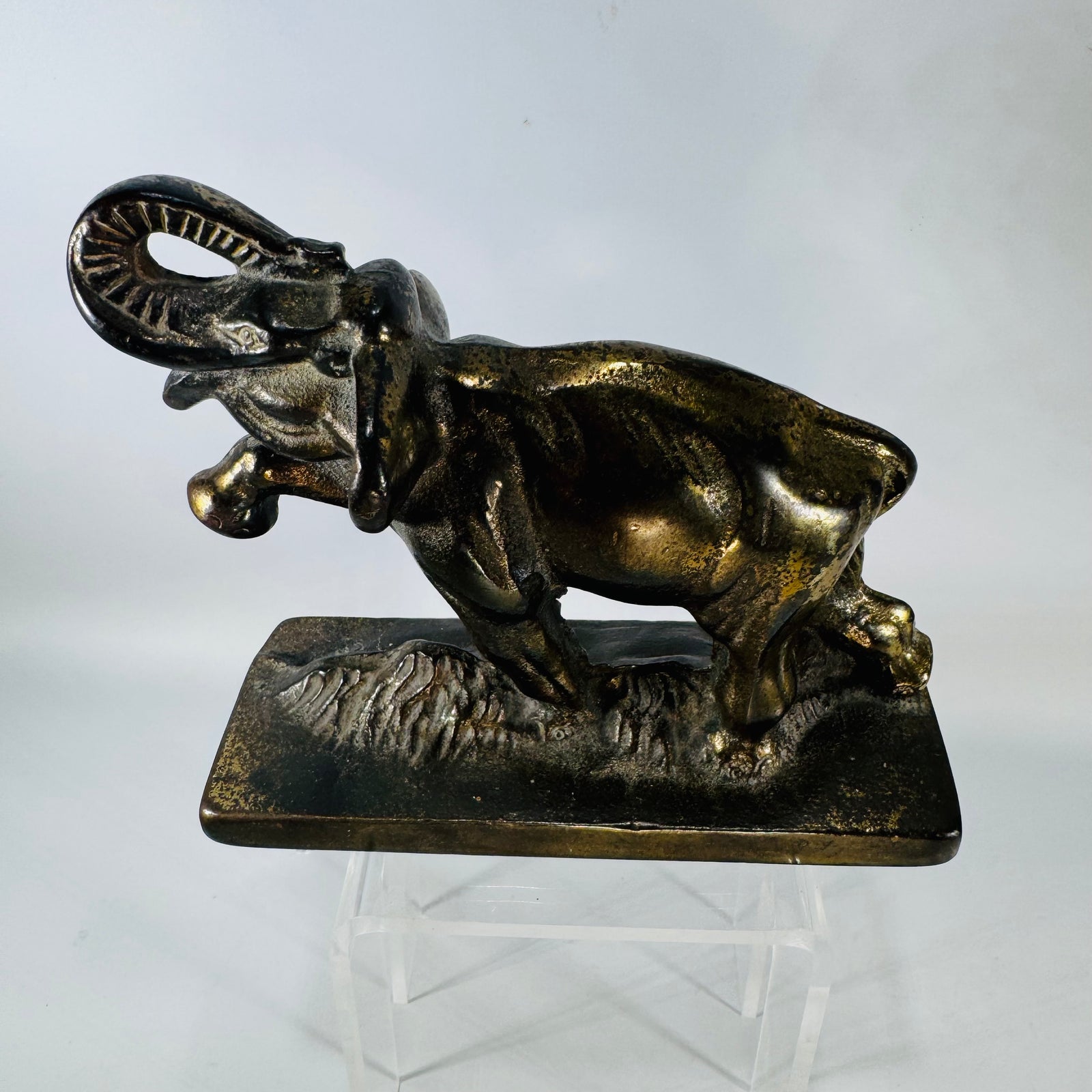 Antique Cast Iron Elephant Doorstop | Hubley Style Figural Bookend