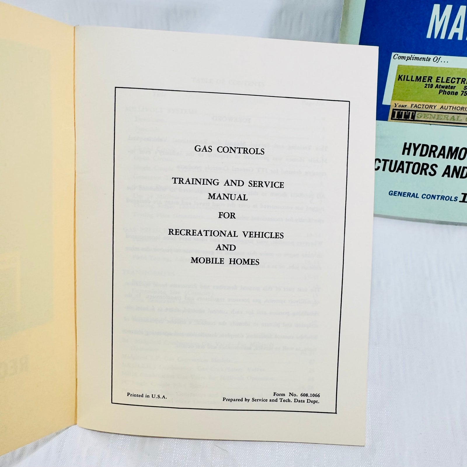 ITT General Controls Service Manuals 1970 RV Gas Controls and Hydramotor Bundle