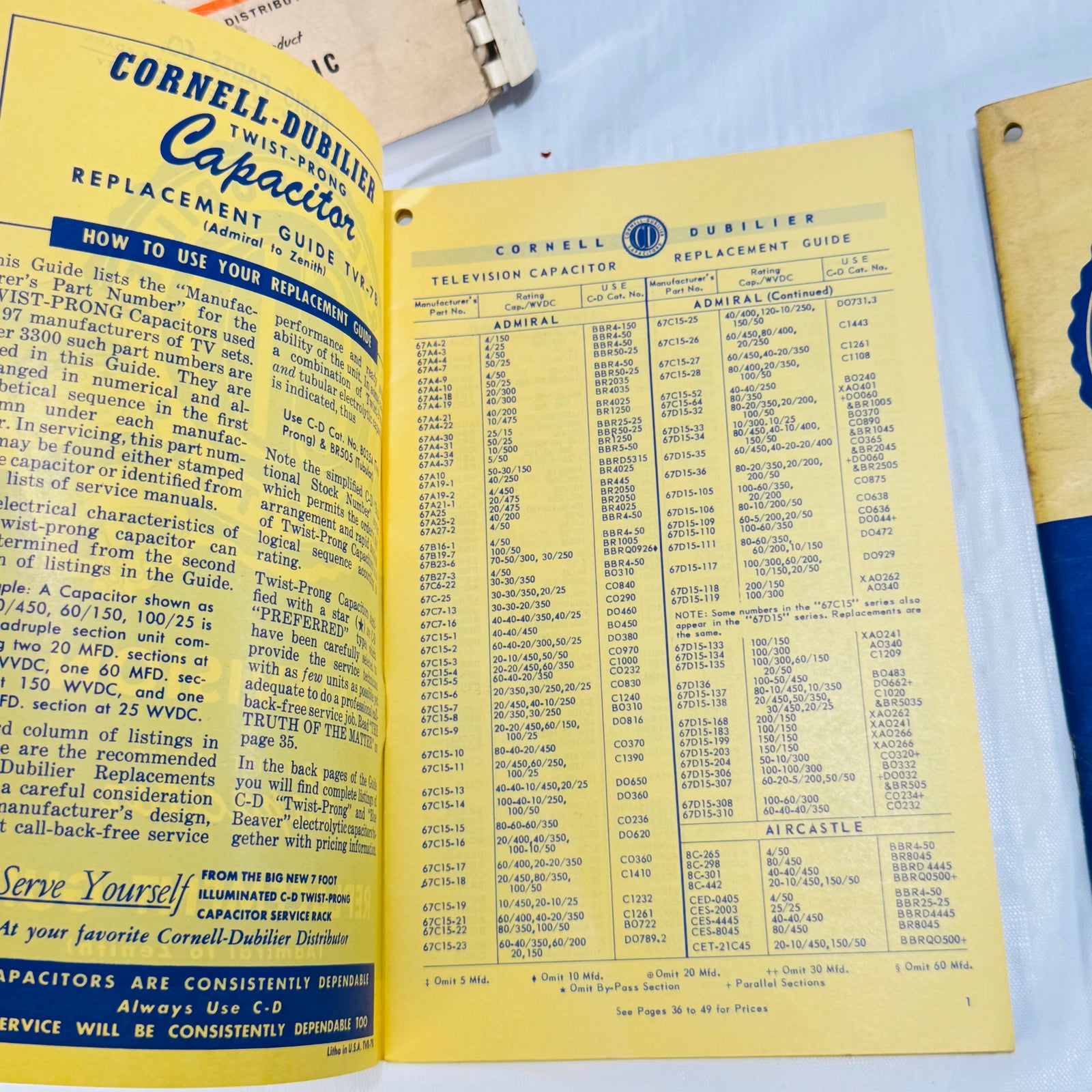 RCA Reference Book 1962 Bundle with Tung-Sol Base Connections, Philco, PACO and Cornell-Dubilier Radio TV Ephemera