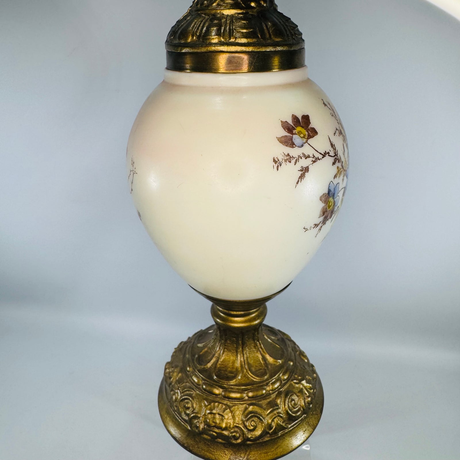 Antique Victorian Wavecrest Style Ewer | Floral Glass Mantel Decor