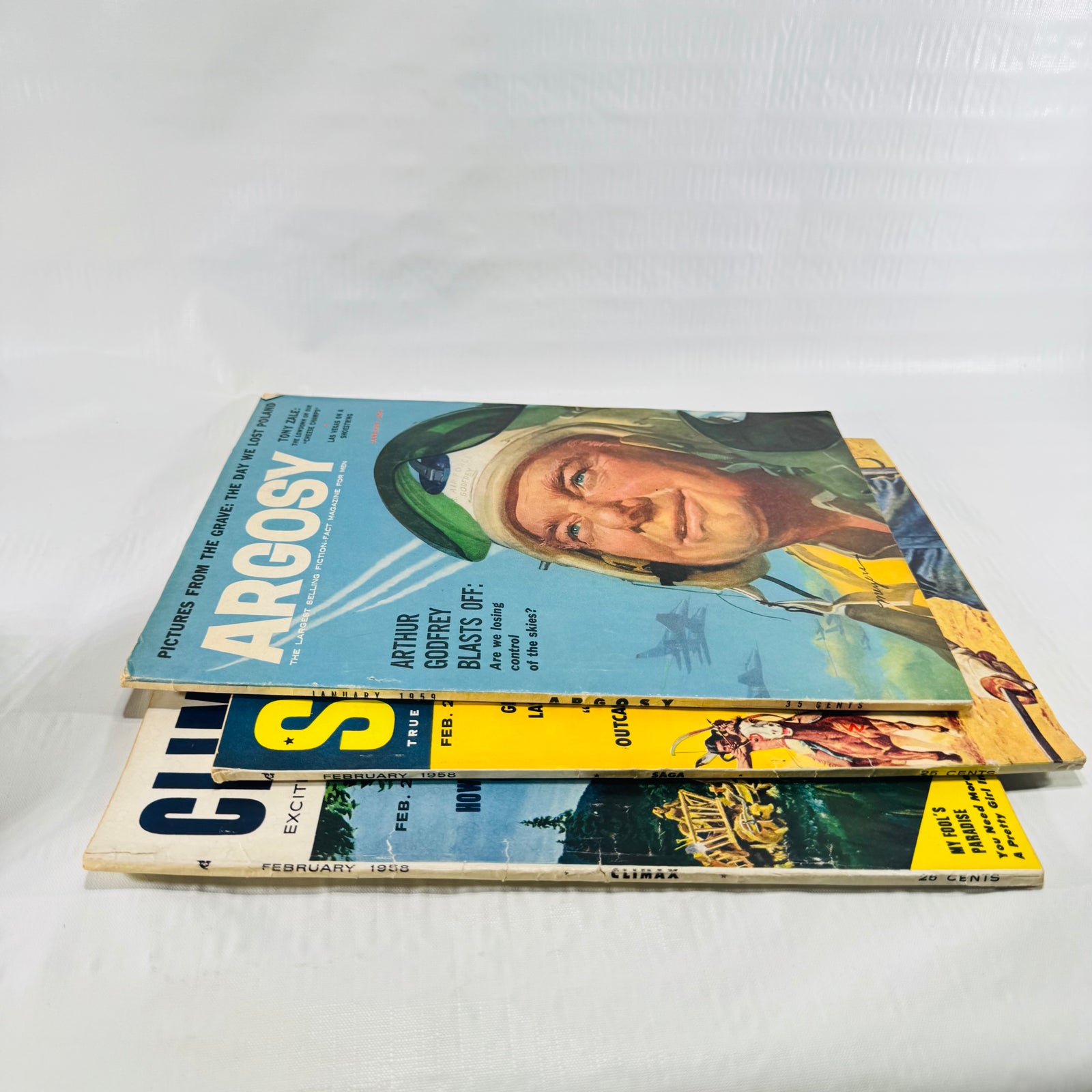 Saga Argosy Climax Magazine Bundle 1958 to 1959 Men's Adventure 3 Issues