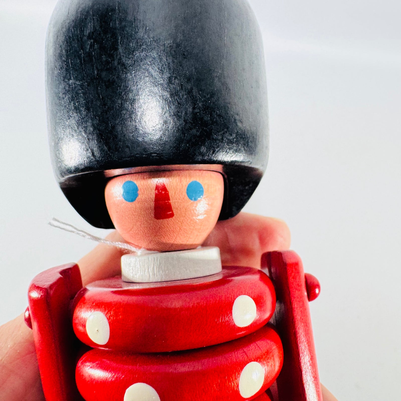 Vintage Wooden Stacking Toy Soldier—British Guard “Beefeater” Style, 1970s–80s, Made in Czechoslovakia