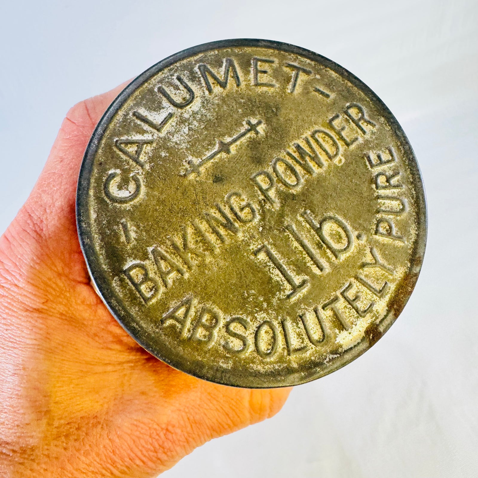 Calumet Baking Powder 1 lb Antique Tin Chicago Native American Chief Advertising Can