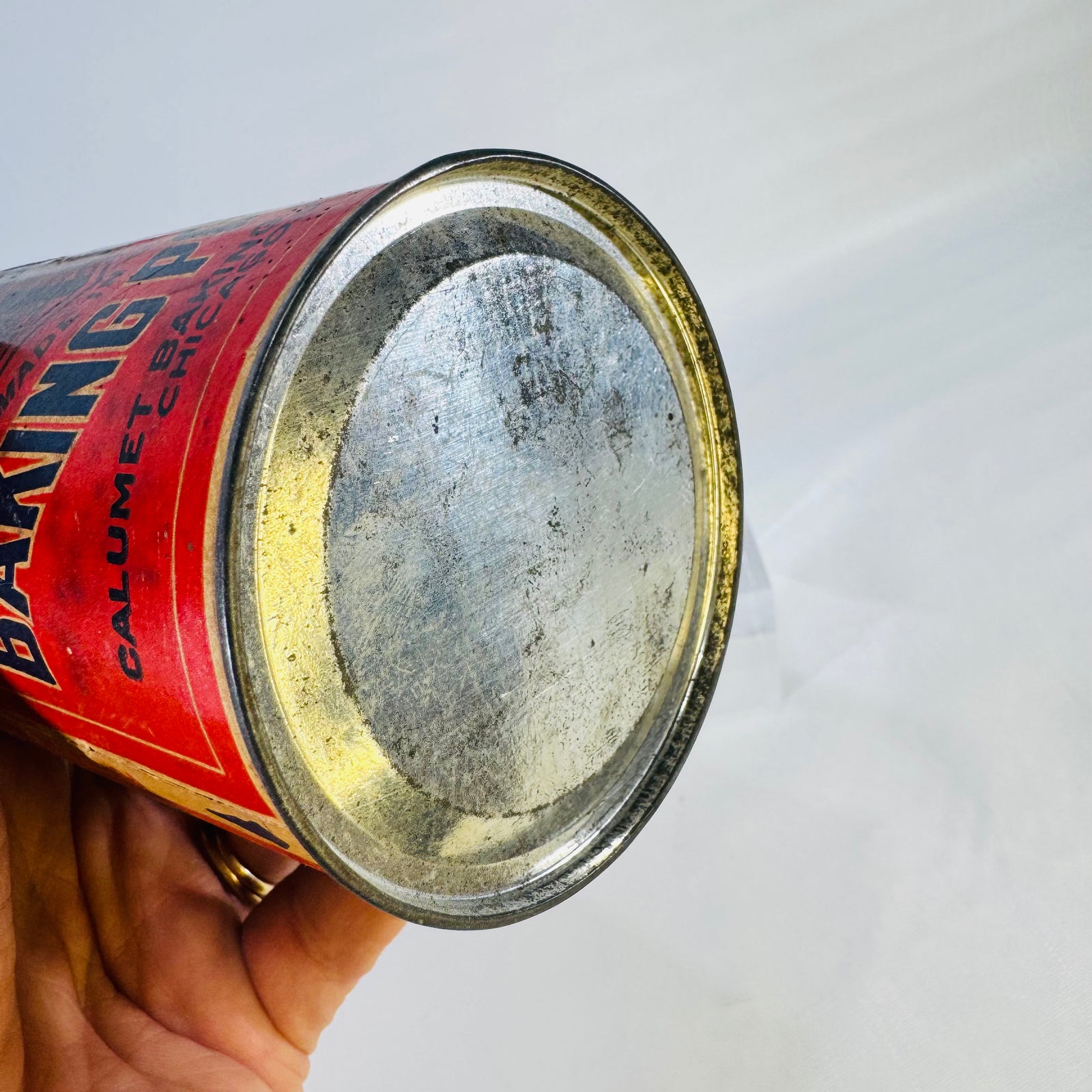 Calumet Baking Powder 1 lb Antique Tin Chicago Native American Chief Advertising Can