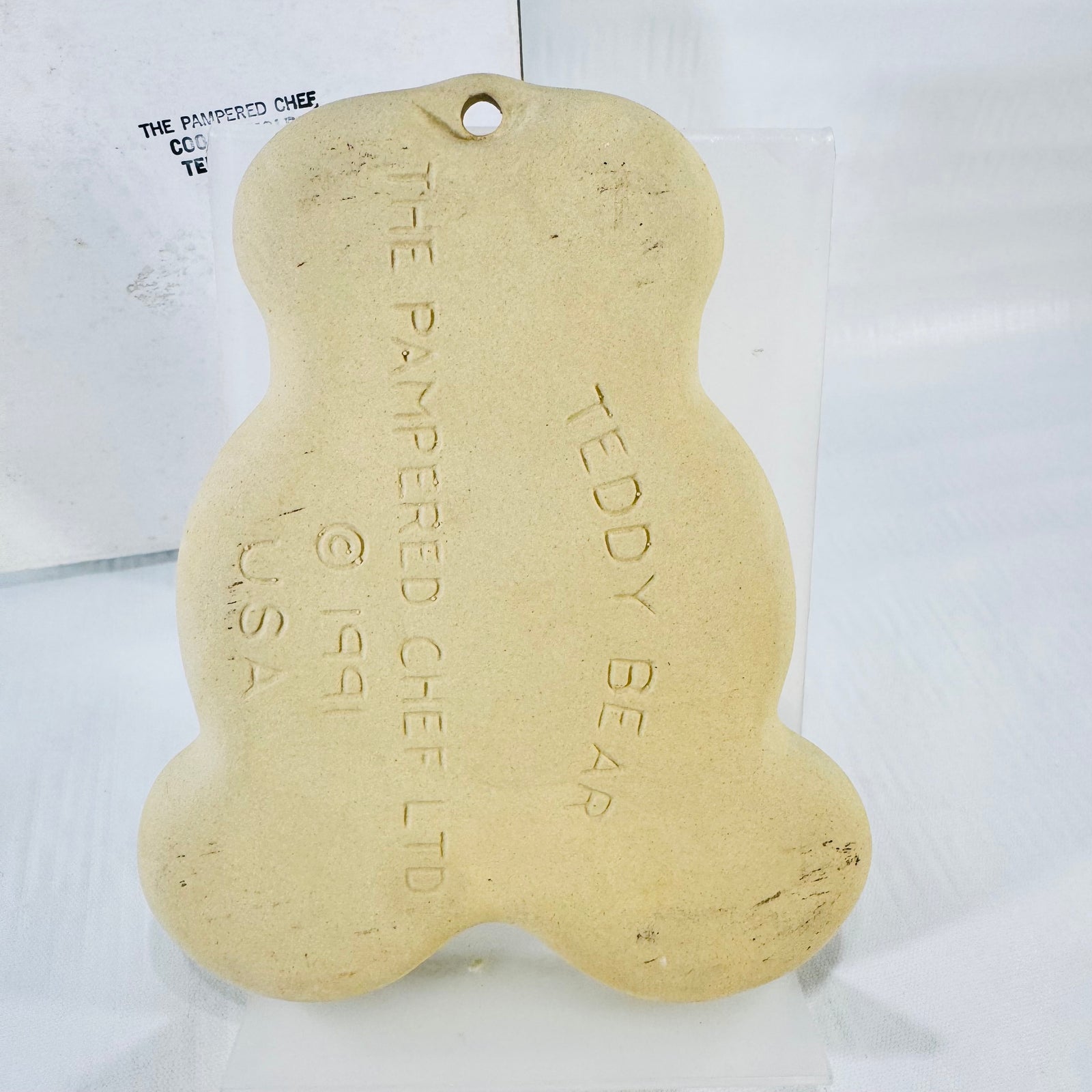 Pampered Chef Teddy Bear Cookie Mold 1991 Stoneware USA with Box