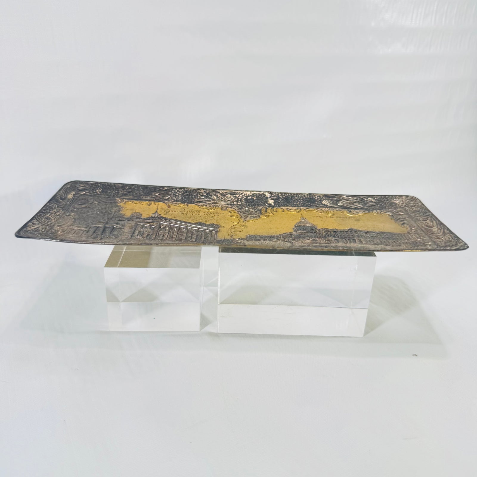 Souvenir of Washington D.C. Metal Tray 1950s to 1960s Japan Mt Vernon Capitol