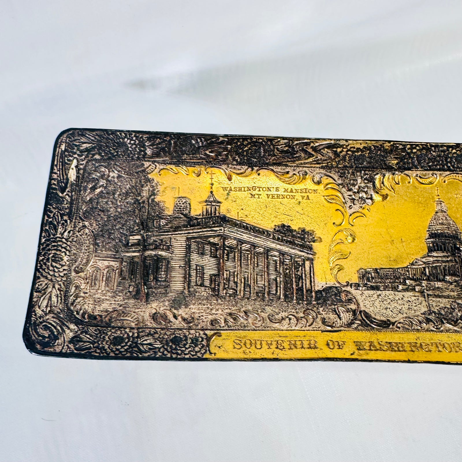 Souvenir of Washington D.C. Metal Tray 1950s to 1960s Japan Mt Vernon Capitol