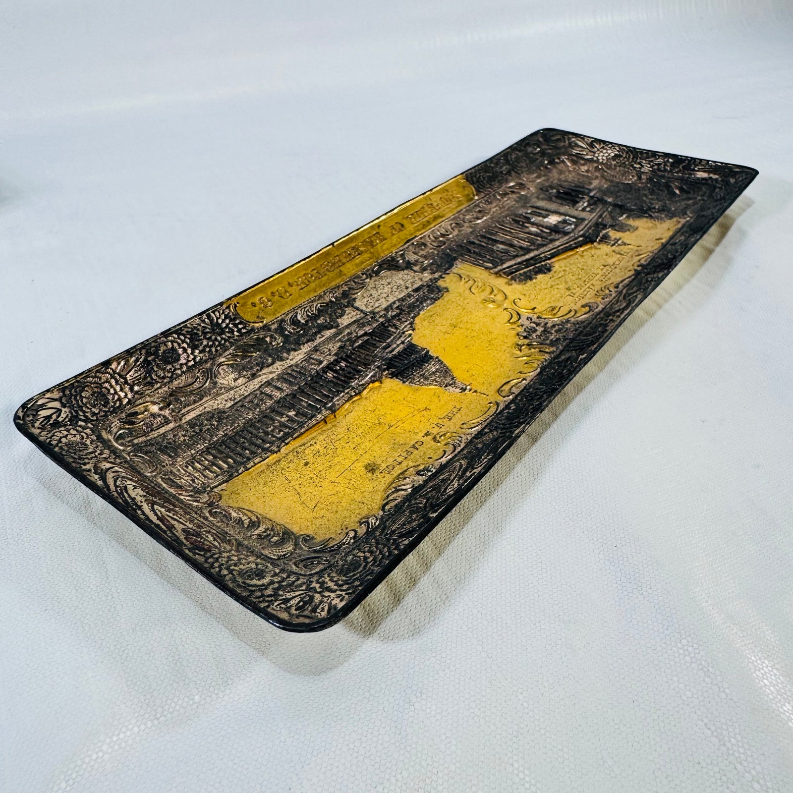 Souvenir of Washington D.C. Metal Tray 1950s to 1960s Japan Mt Vernon Capitol
