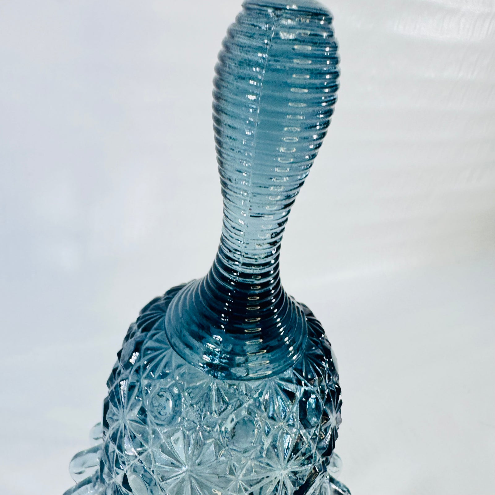 Fenton Daisy and Button Blue Glass Bell 6 Inch Ruffled Rim