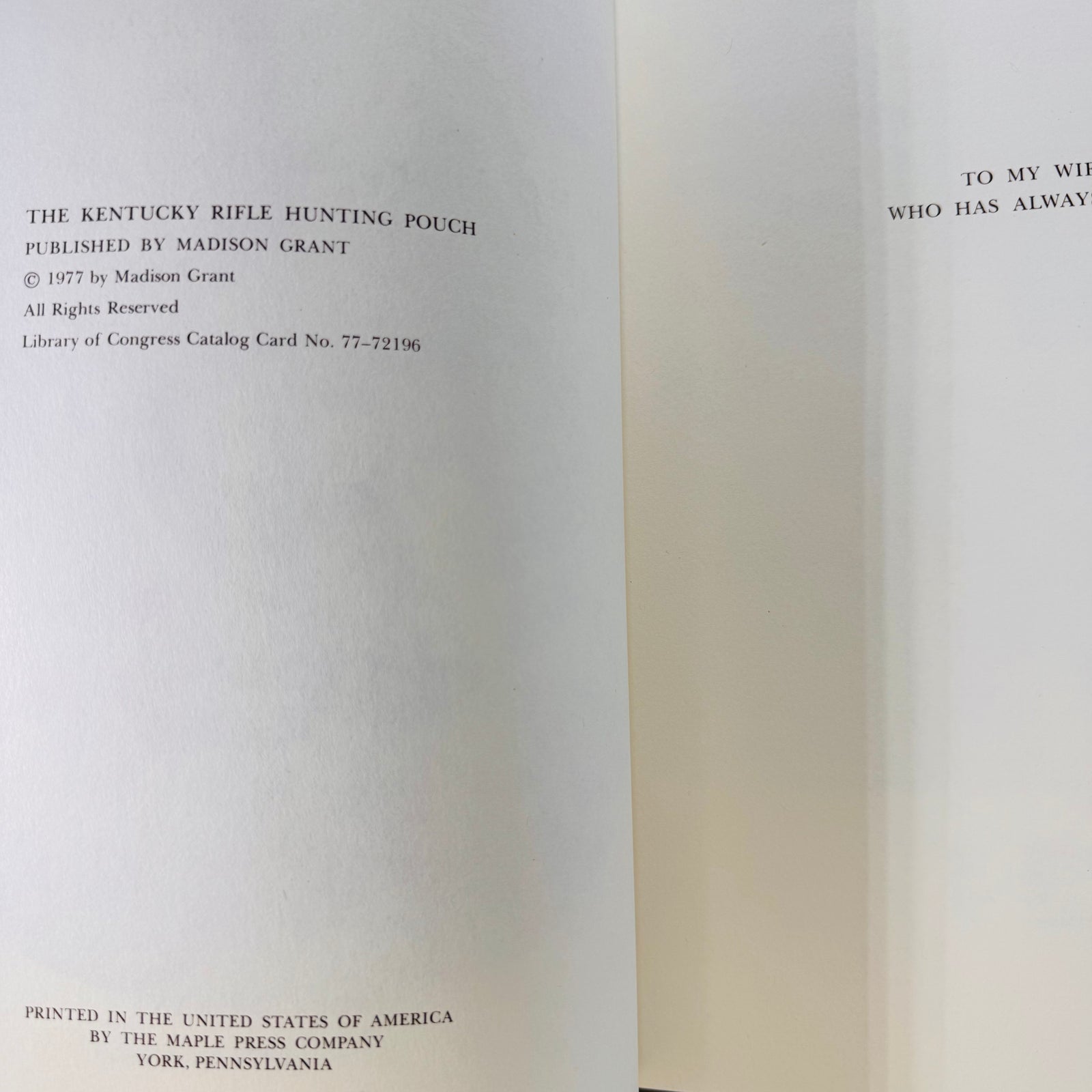 The Kentucky Rifle Hunting Pouch by Madison Grant (1977) – Vintage Self-Published Study