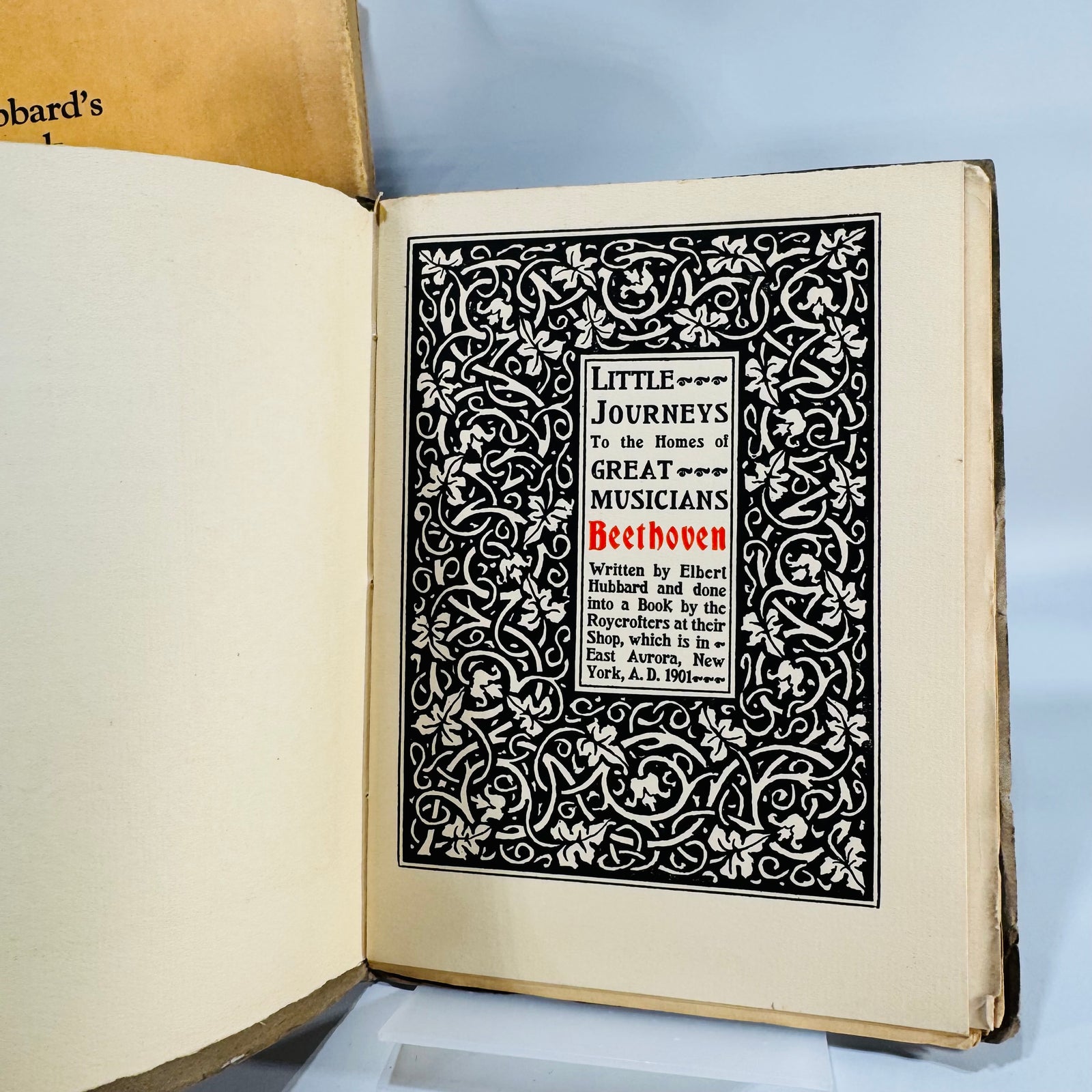 Roycroft Arts & Letters Lot — Elbert Hubbard’s Scrap Book (1923) + Little Journeys: Beethoven (1901) — Elbert Hubbard | Decorative Roycroft Design, Literary Essays
