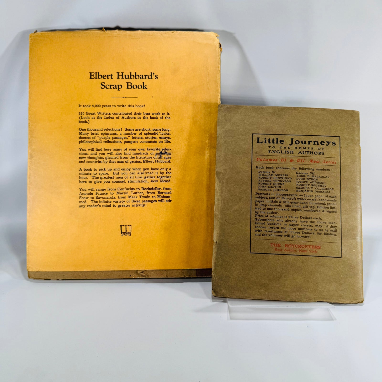 Roycroft Arts & Letters Lot — Elbert Hubbard’s Scrap Book (1923) + Little Journeys: Beethoven (1901) — Elbert Hubbard | Decorative Roycroft Design, Literary Essays
