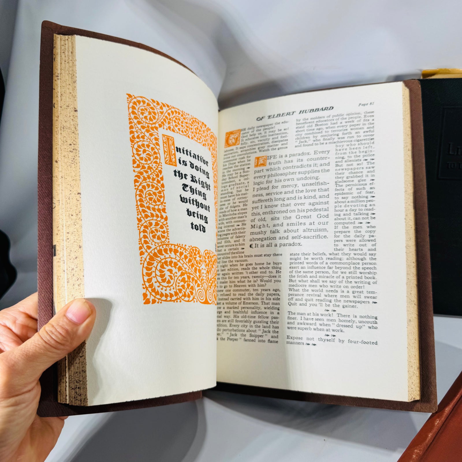 Roycroft Classics 3-Book Lot — Elbert Hubbard (Time & Chance 1901 Rev.; Guide Book for Little Journeys 1926; Note Book 1957) | Arts & Crafts Essays, Biography