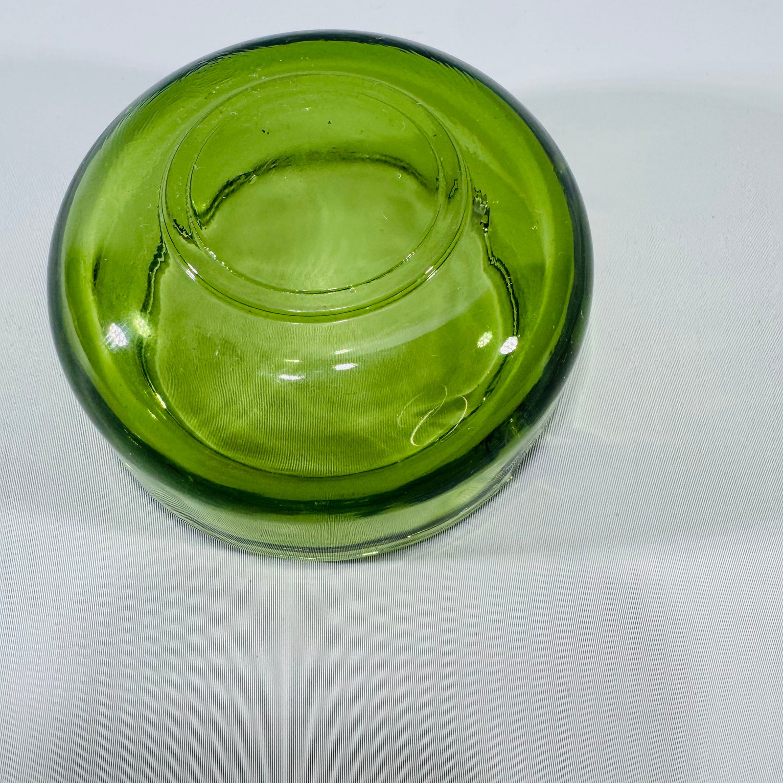 Vintage Green Glass Ashtray | Small Round Trinket Dish Catchall