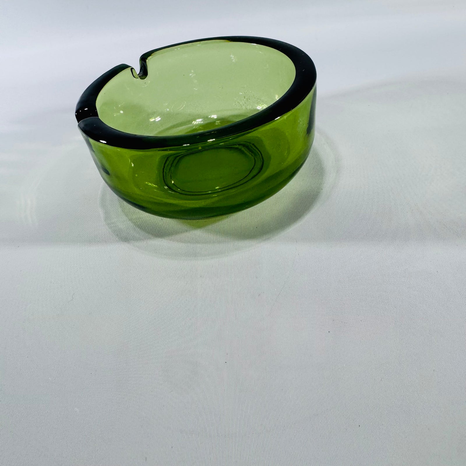 Vintage Green Glass Ashtray | Small Round Trinket Dish Catchall