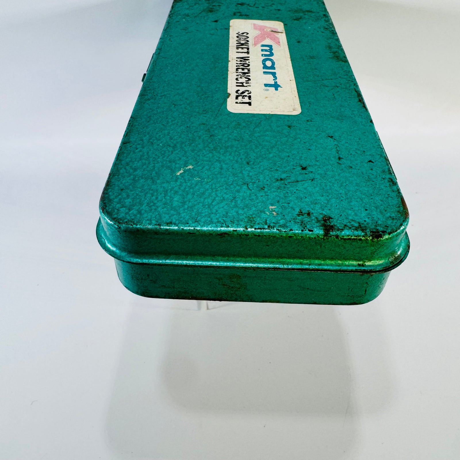Vintage Kmart 13-Piece 3/8" Drive Metric Socket Wrench Set in Green Metal Case