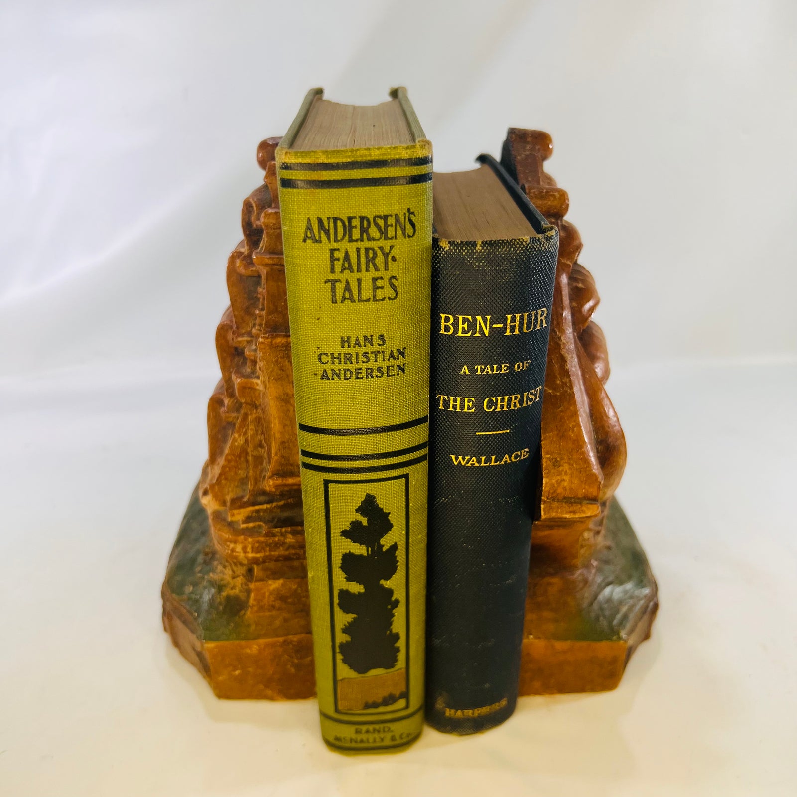 Pair of Old Ironside USS Constitution Ship Wooden Bookends 1940s Decorative Tall Ships for your Library