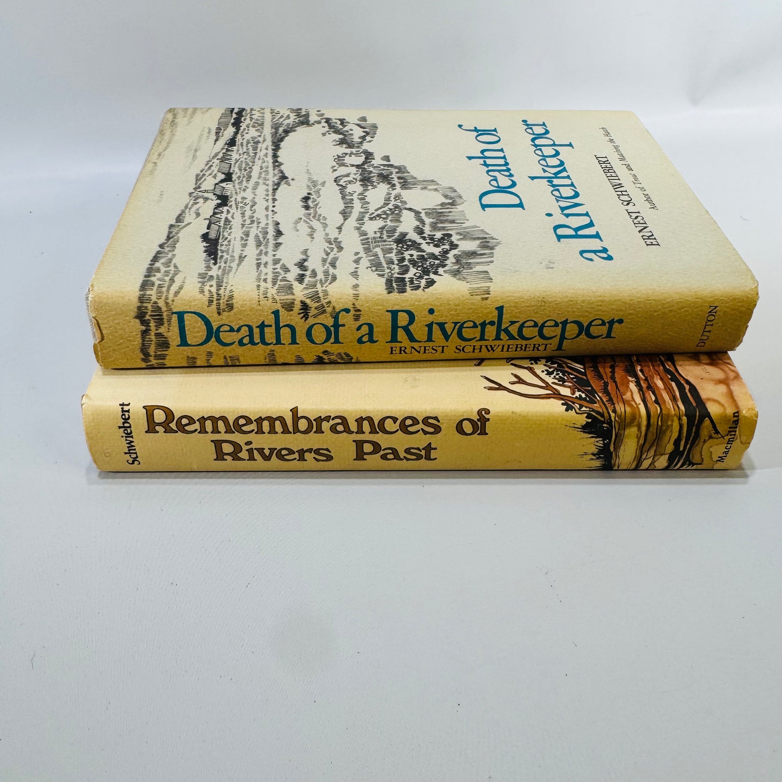 Vintage Ernest Schwiebert Fly Fishing Book Bundle Death of a Riverkeeper Remembrances of Rivers Past Hardcover