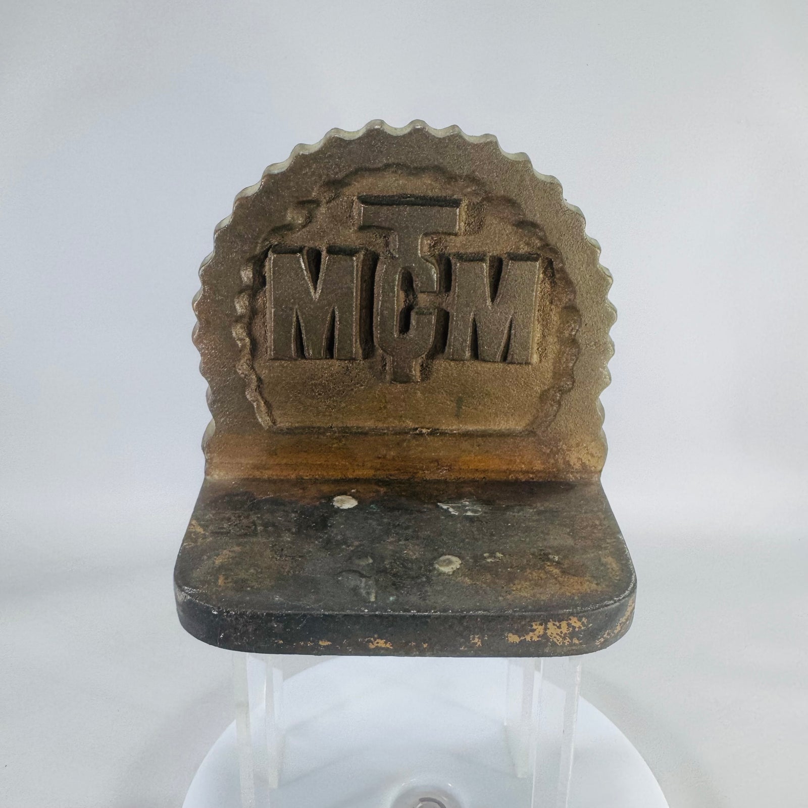 Vintage Cast Iron-Style Bookend – Mid-Century Movie Memorabilia, Heavy Industrial Decor