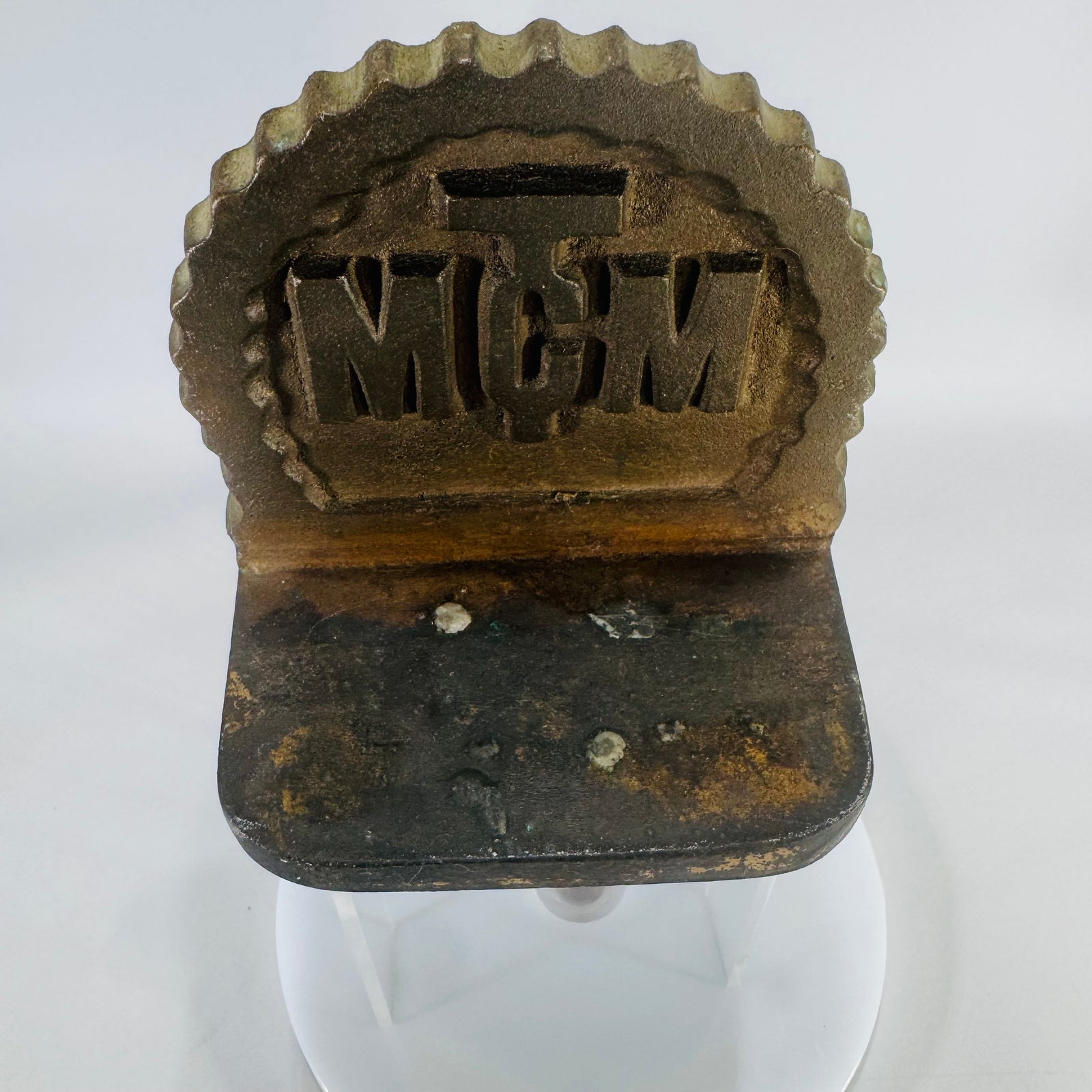 Vintage Cast Iron-Style Bookend – Mid-Century Movie Memorabilia, Heavy Industrial Decor