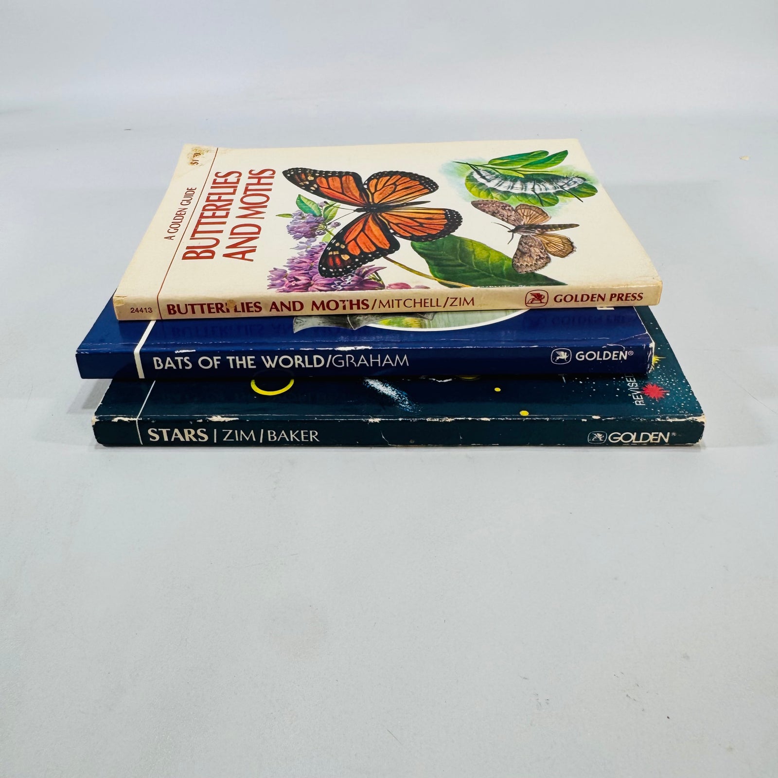 Golden Guide Trio — Stars, Bats of the World, Butterflies & Moths (c. 1964–1994) | Vintage Science & Nature Field Guides
