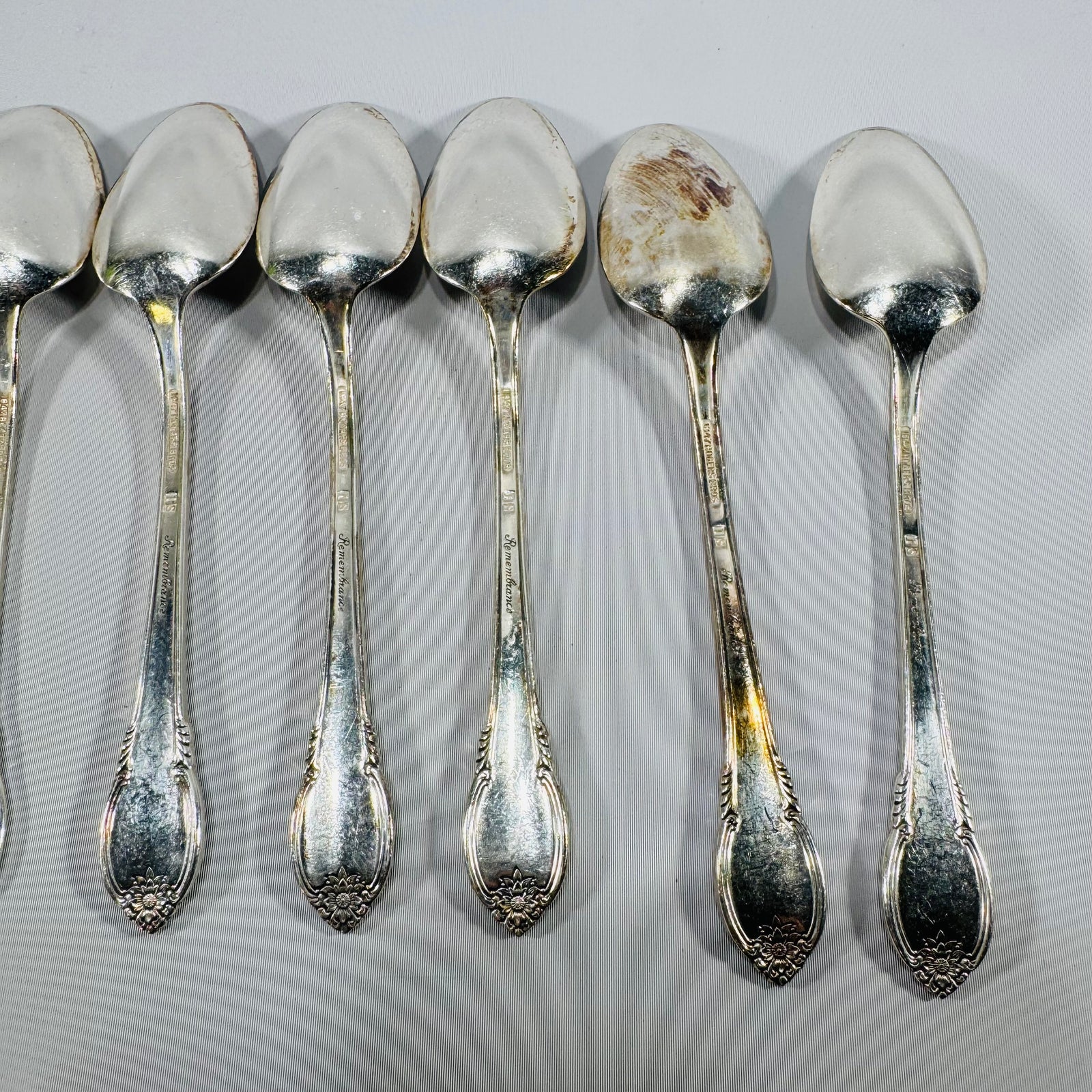 1847 Rogers Bros Remembrance Silverplate Spoons Set of 9 Vintage 1948 Floral Flatware