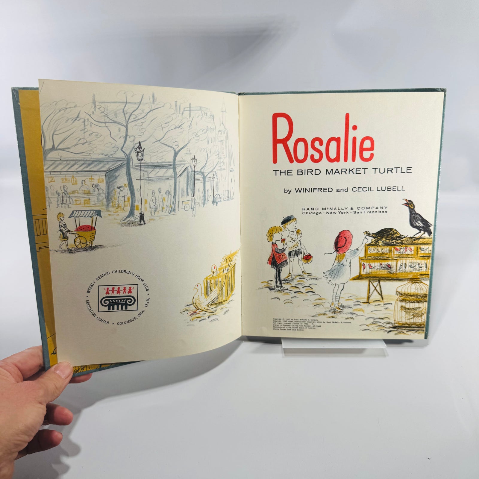 Vintage Children’s Picture Book Rosalie The Bird Market Turtle Winifred and Cecil Lubell Hardcover 1962