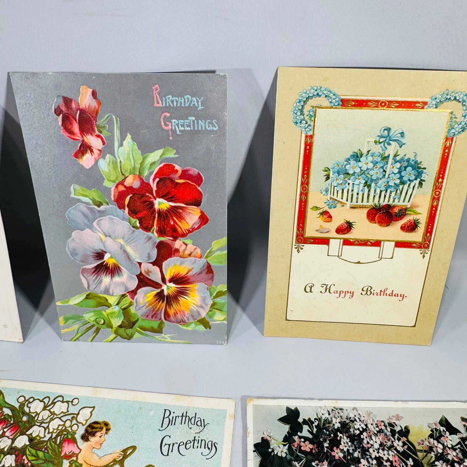 Vintage Birthday Postcard Bundle Antique Floral Written Postcards Early 1900s