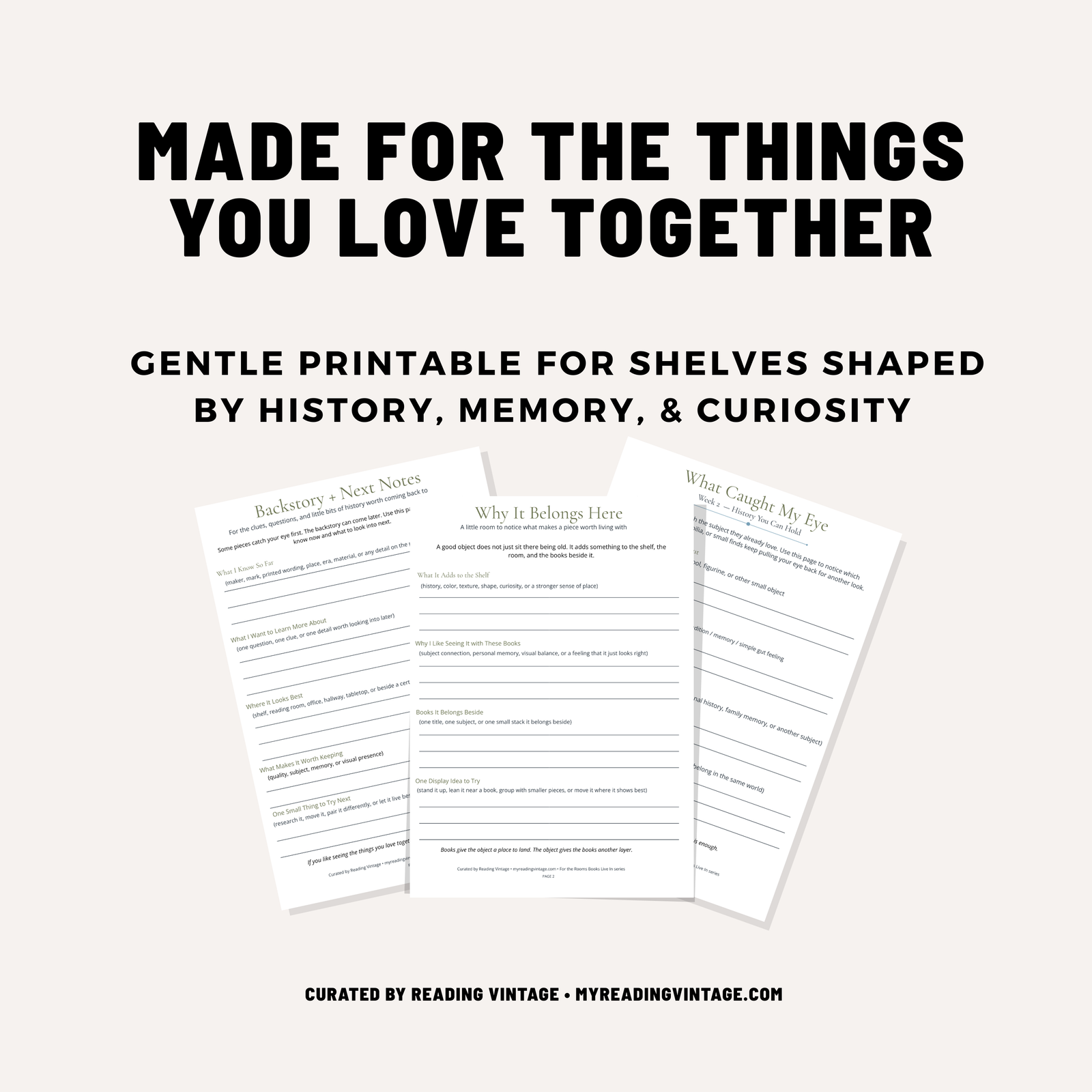 History You Can Hold | Books + Memorabilia Printable PDF