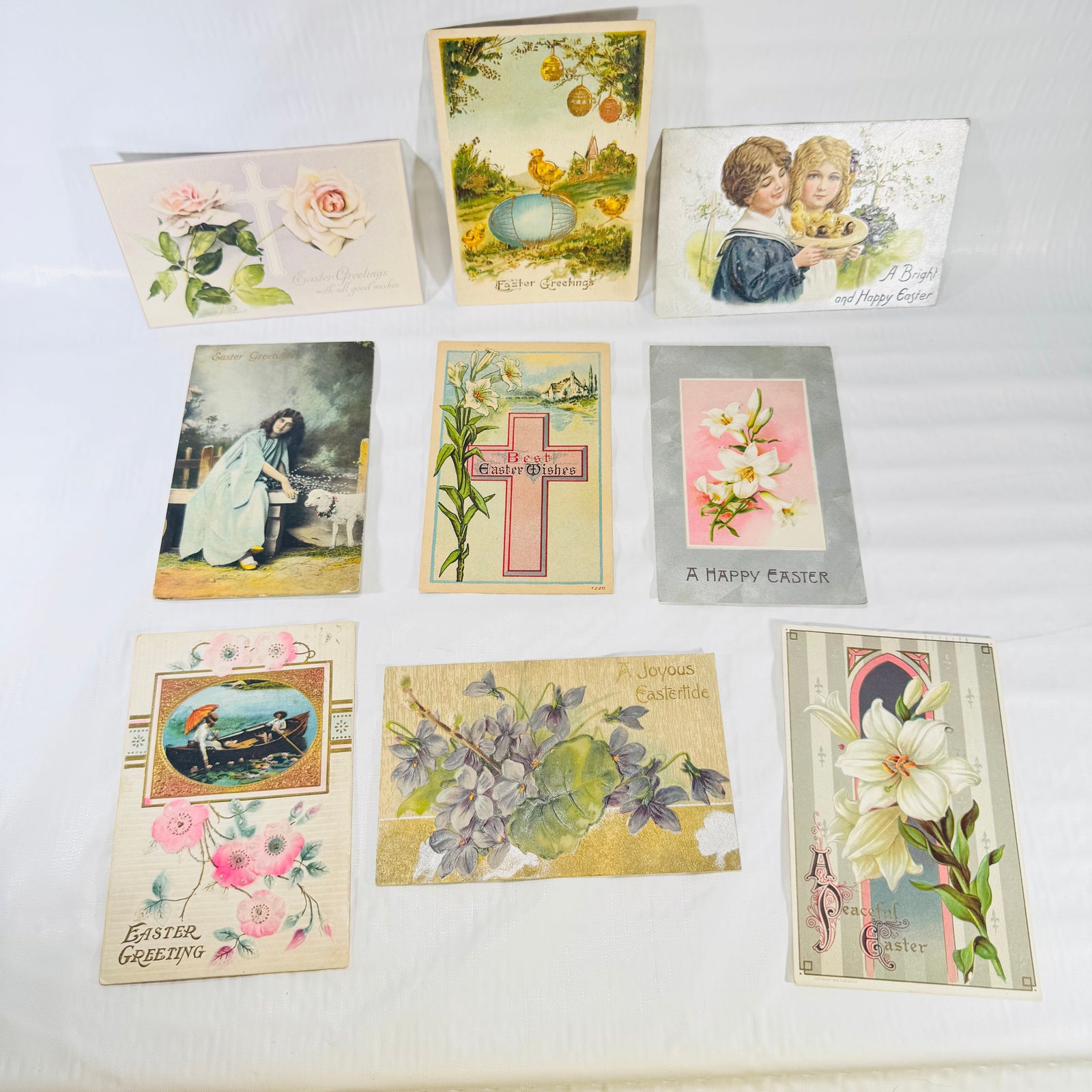 Antique Easter Postcard Lot of 9 Early 1900s Written and Posted