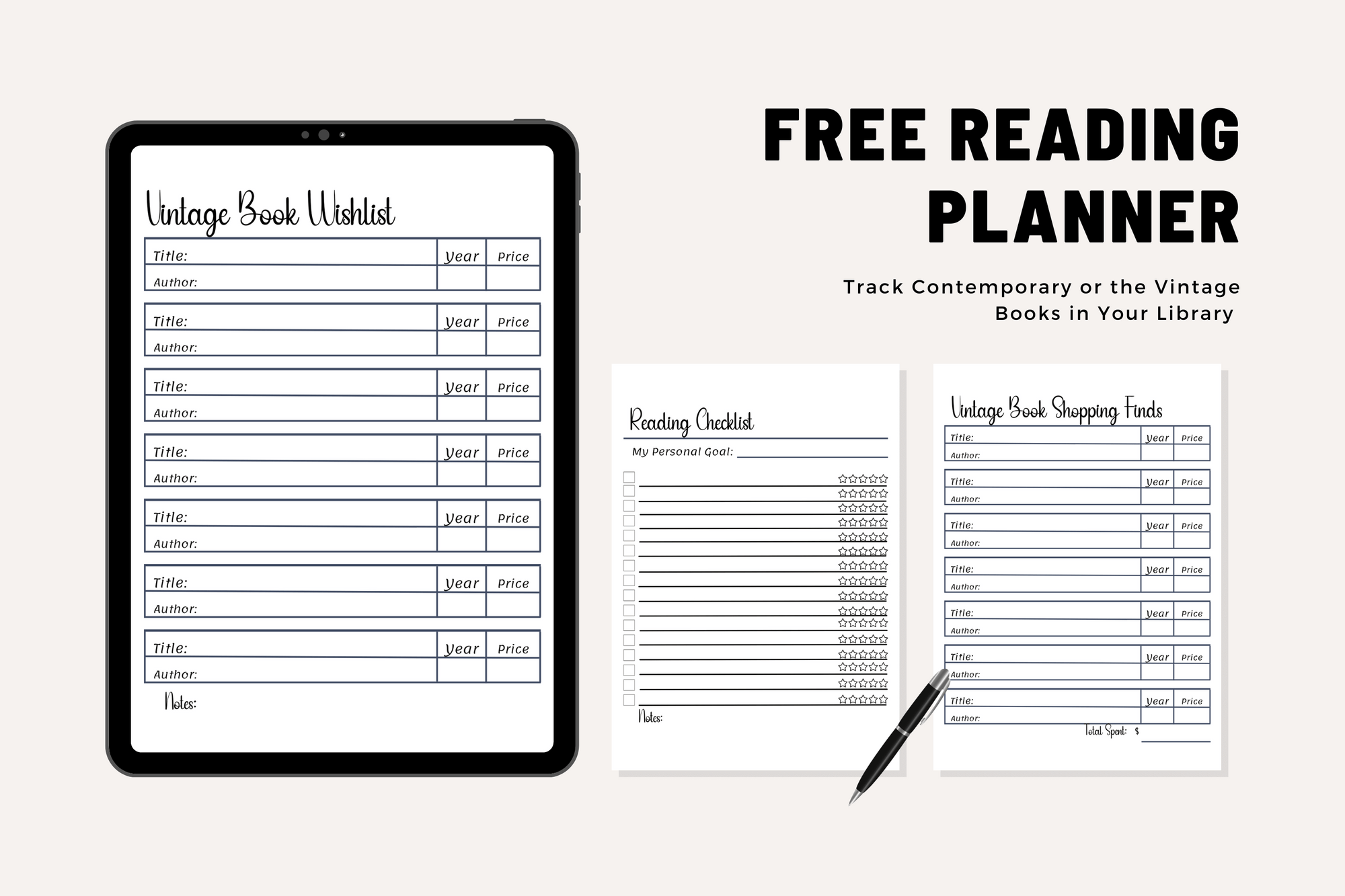 Elevate Your Reading Life with Our FREE Minimalist Reading Planner Bundle! PDF Digital Download