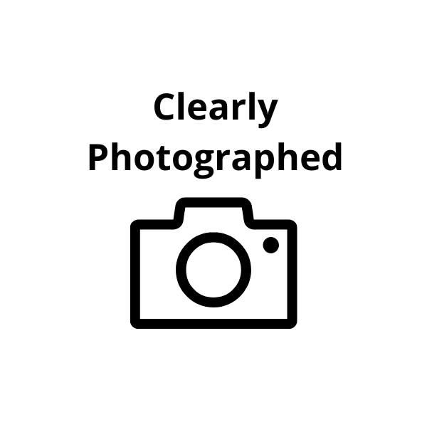 Black camera icon with 'Clearly Photographed' text on a white background