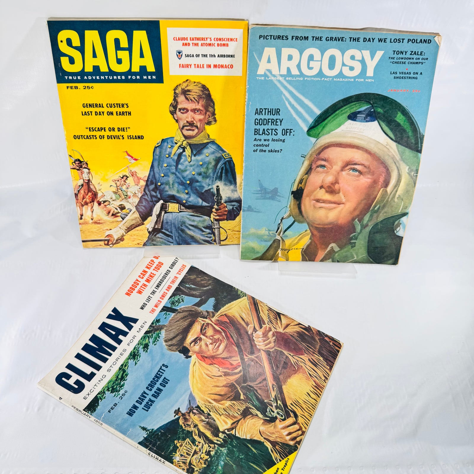 Saga Argosy Climax Magazine Bundle 1958 to 1959 Men's Adventure 3 Issues