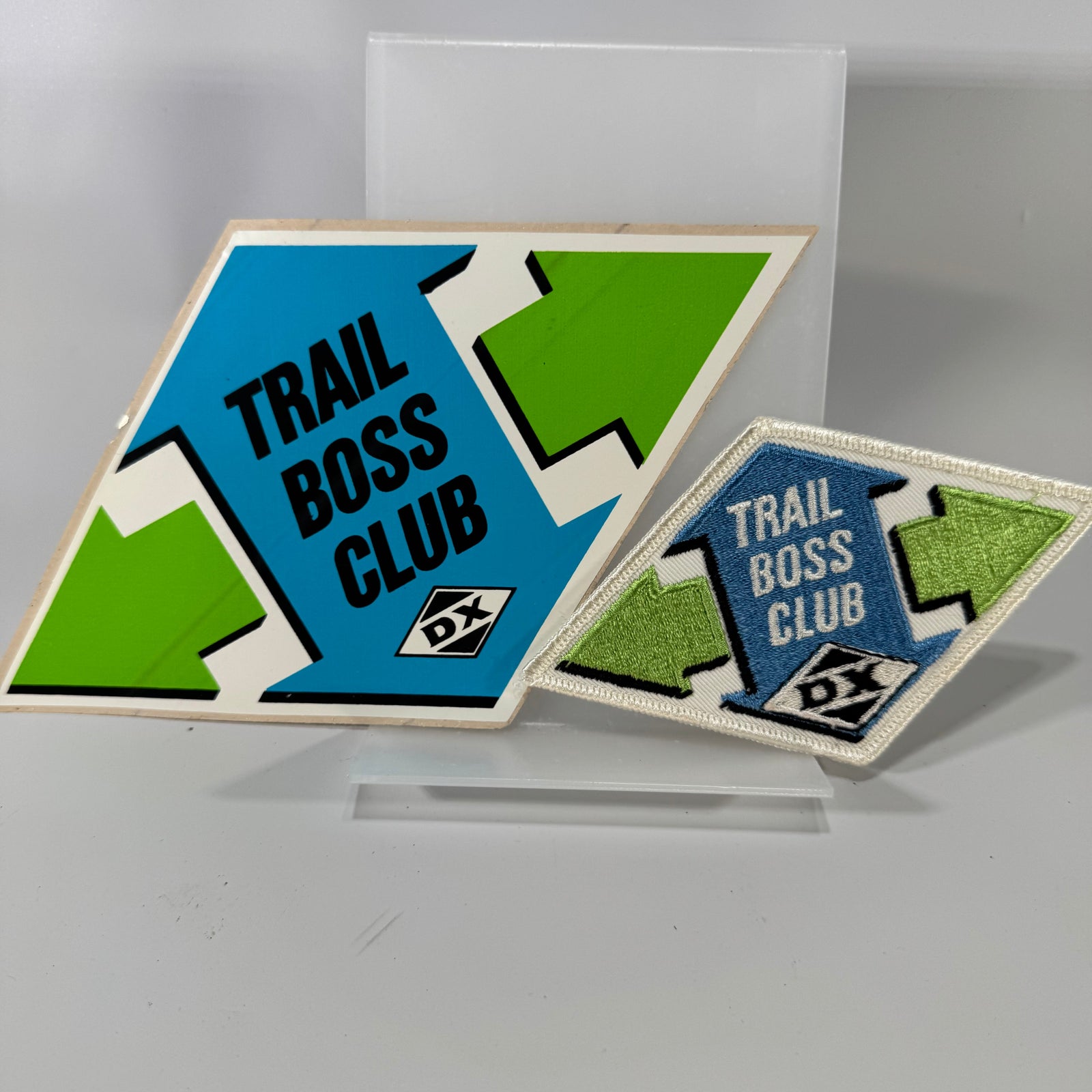 Vintage DX Oil & Gas Trail Boss Club Patch + Sticker Set | Camping Club Mail-In Premium | Retro Outdoor Ephemera